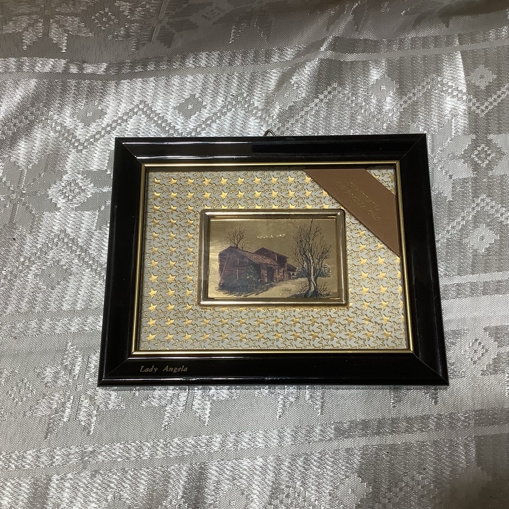 Lady Angela Framed Lithograph Farm House Vintage 1980s